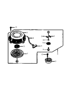 Fc420v-Fs12 Recoil Starter Diagram and Parts List for G1432 55AD231Q150-WAM Cub Cadet Lawn Mower